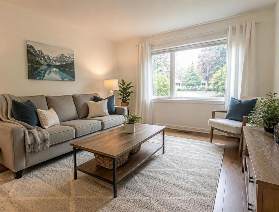 A freshly cleaned living room in a British Columbia family home